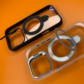 Чехол iPhone 16 Njoyny Ring Stand Clear (черный)